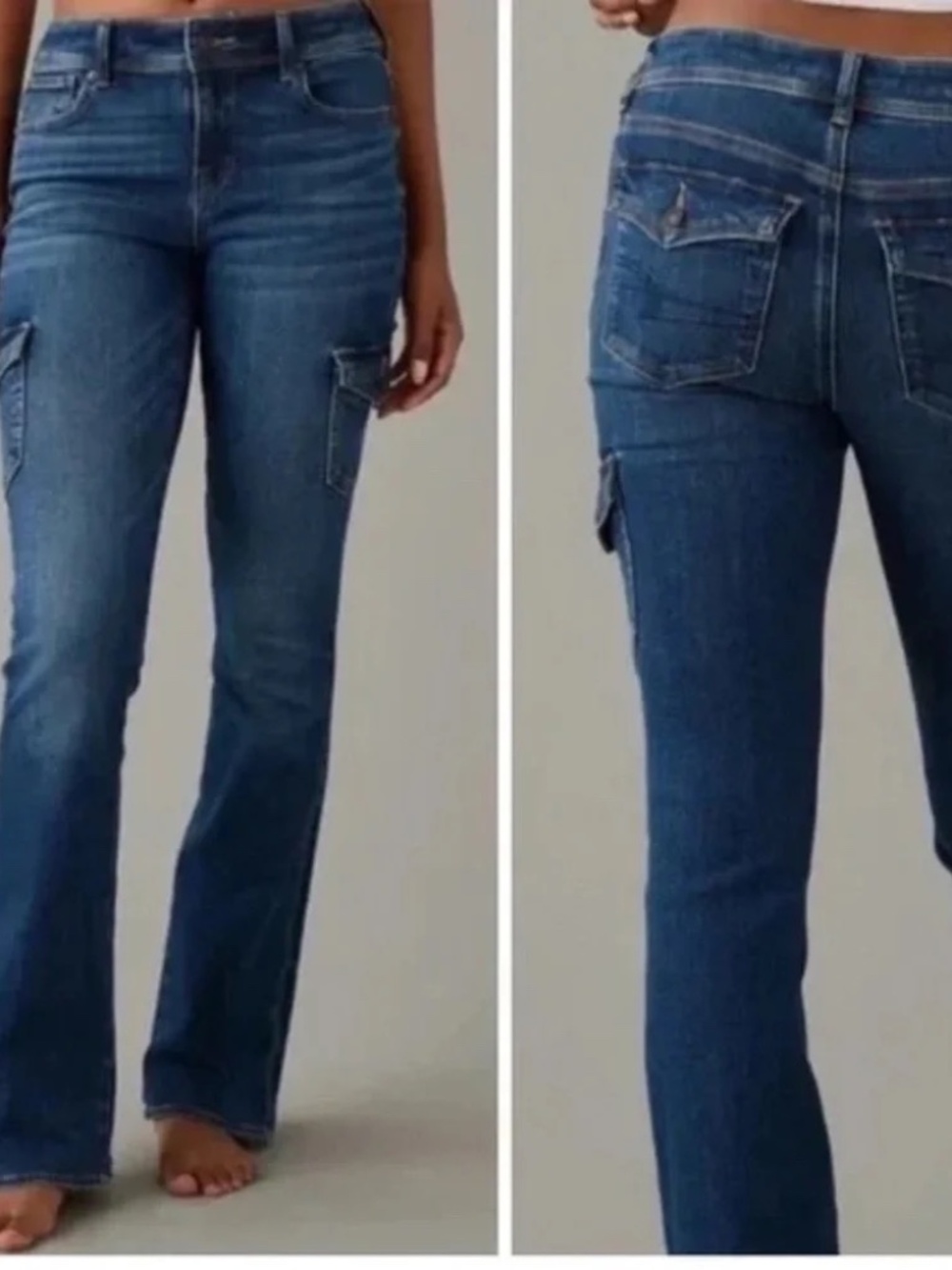Women's 6 American Eagle Kick Boot Jeans Cargo Pockets